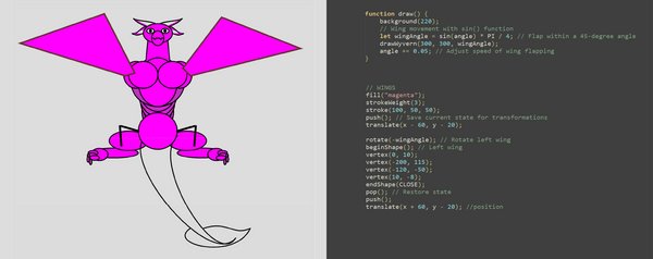 Wyvern mit P5.js erstellt