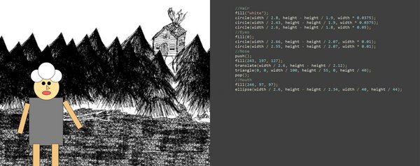 Baba Yaga mit P5.js erstellt