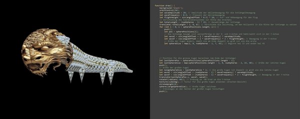 Long-Drache mit P5.js erstellt